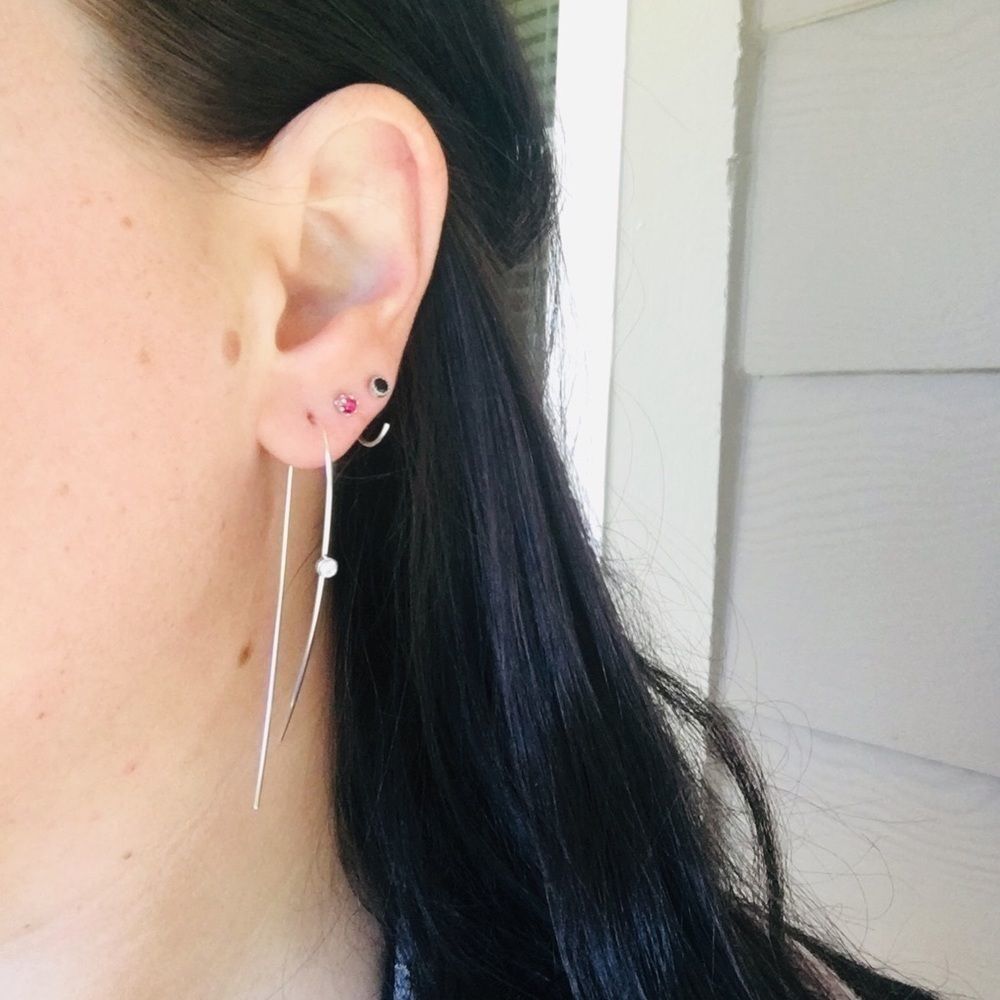 ✨925 Diamond Threader Hoops✨ - Picture 4 of 4